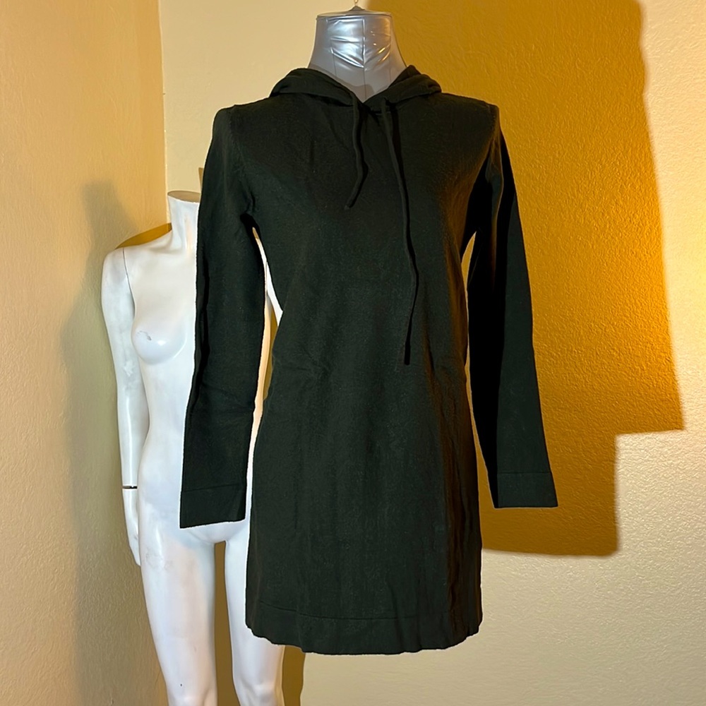 Super soft forest green hooded dress, S